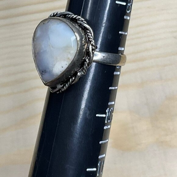 Vintage Silver Ring With Teardrop Agate Natural Stone Semi Precious - Picture 9 of 10